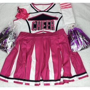 Yolsun Girls 10-11yrs Pink, Black, & White Cheerleader Halloween Costume New